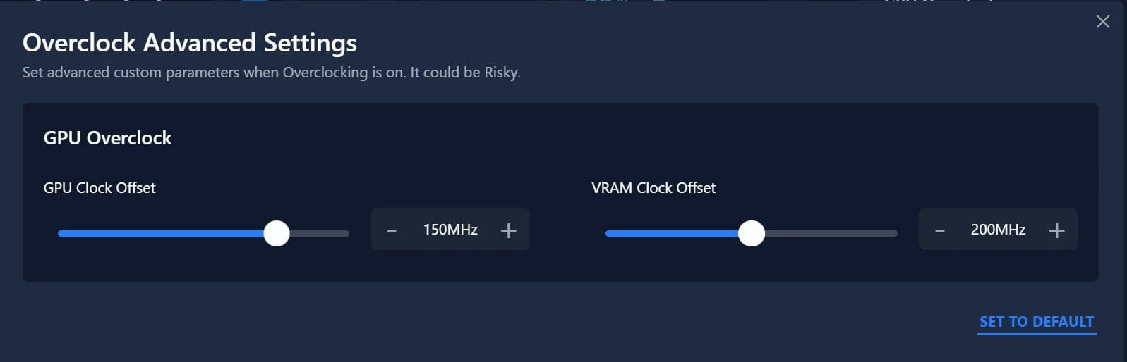 Интерфейс Lenovo Vantage — параметры разгона GPU и мониторинга