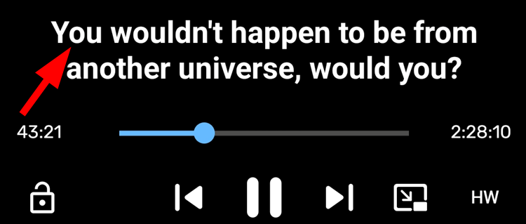 Субтитры отображаются в MX Player во время воспроизведения