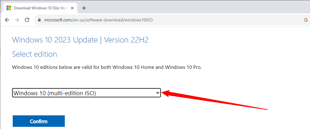 Выбор редакции Windows 10 перед загрузкой ISO. 