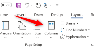 Опция колонок в Word для создания секций брошюры
