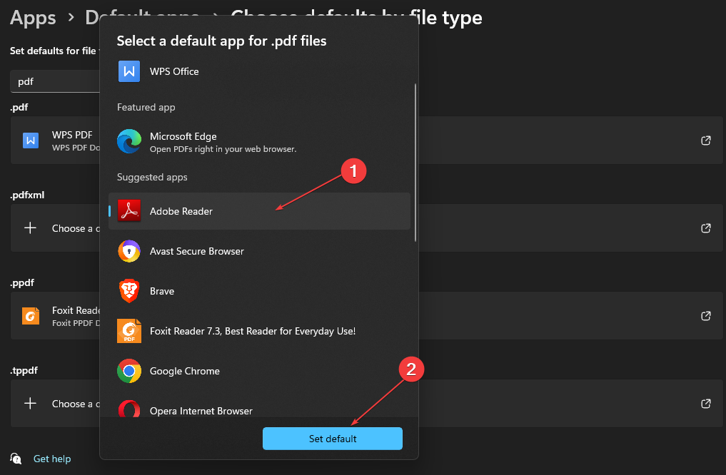 Выбор Adobe Reader для PDF