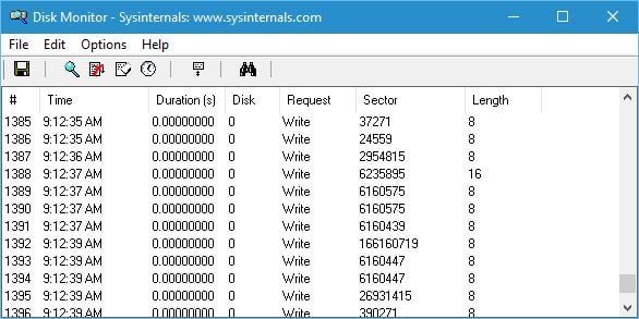 Монитор активности диска в Disk Monitor