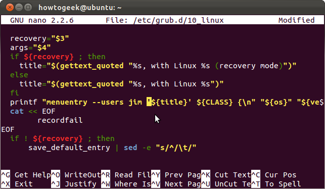 Добавление jim к записям Linux