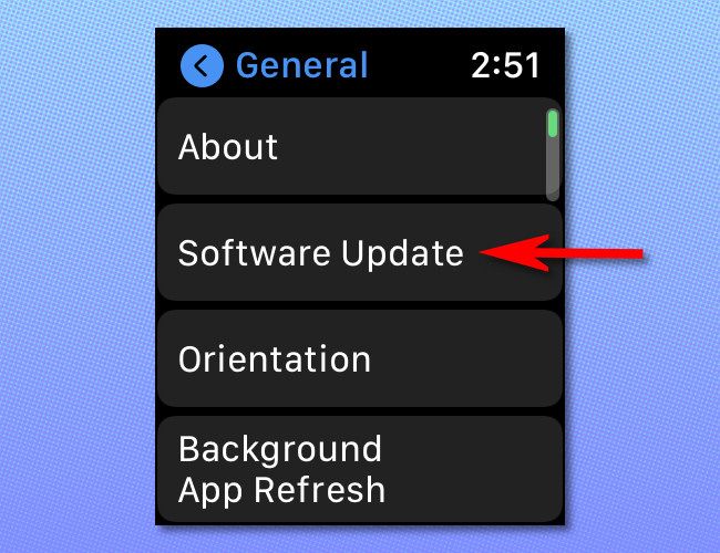 В настройках Apple Watch выберите «Обновление ПО»