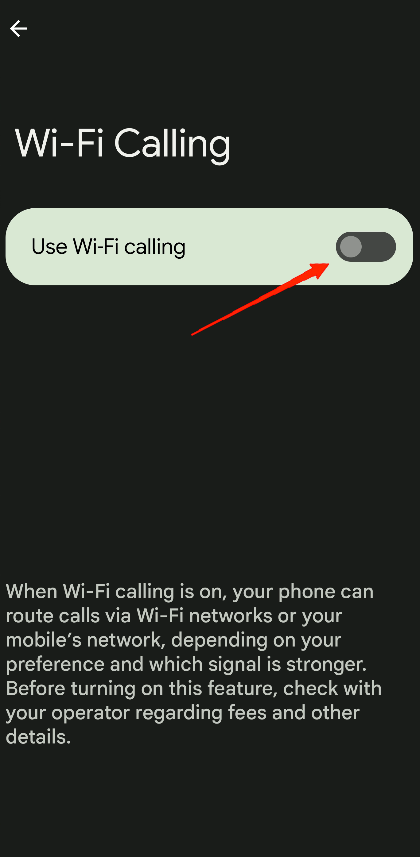 tap on the toggle to turn it back off