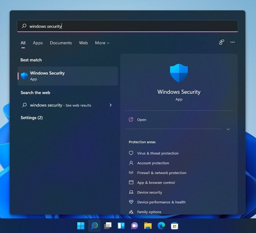 Поиск приложения Центр безопасности Windows в панели задач