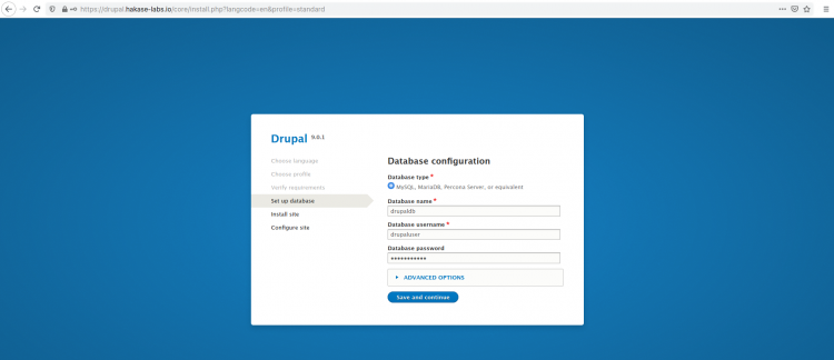 Настройка базы данных для Drupal