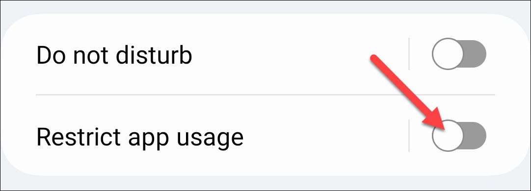 The 'Restrict App Usage' option in Modes and Routines.