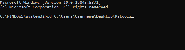 Переход в папку Pstools через командную строку