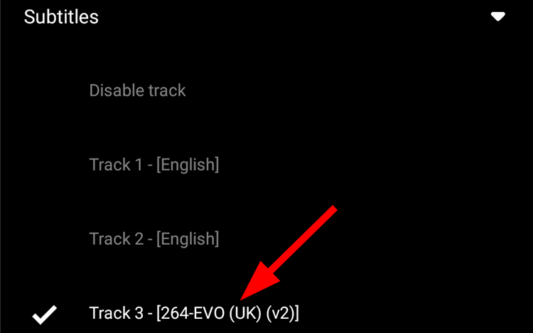 Выбор загруженной дорожки субтитров в VLC