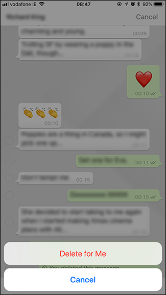 Подтверждение удаления только для себя на iPhone