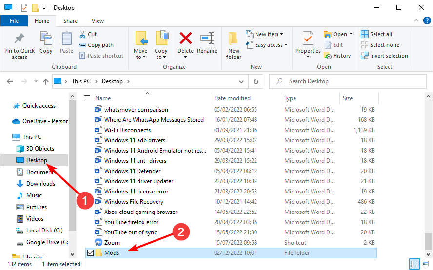 Копирование на рабочий стол