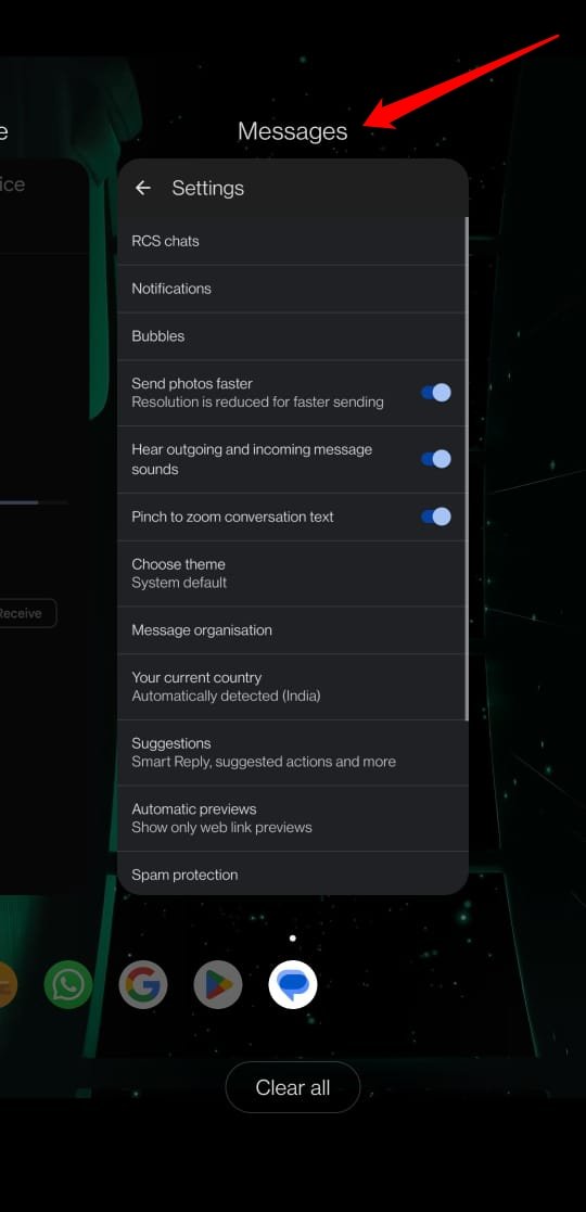 Принудительное закрытие приложения Messages