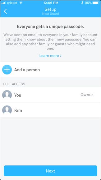 Настройка доступа для членов аккаунта Nest