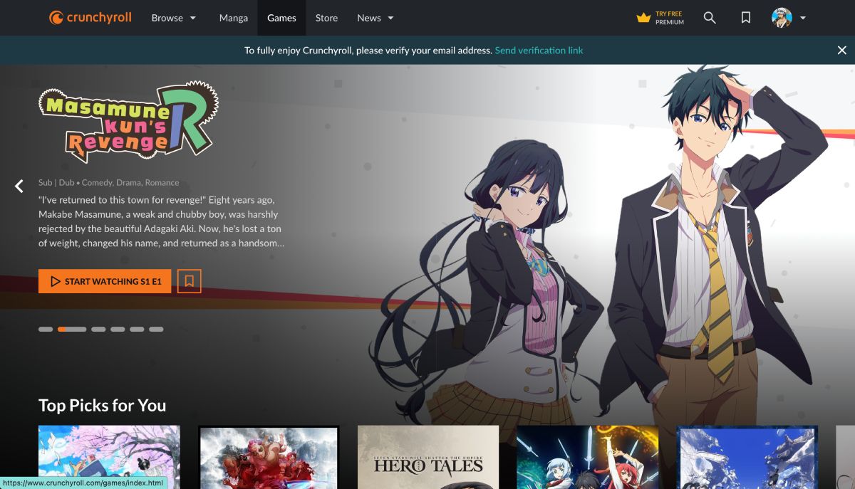 Раздел игр на вкладке