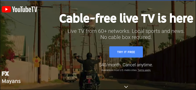 Логотип YouTube TV — подписной сервис с NBC
