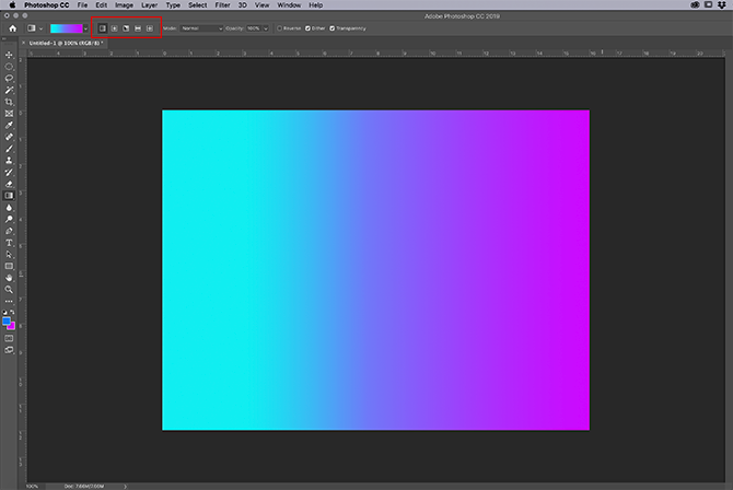 Линейный градиент в Photoshop