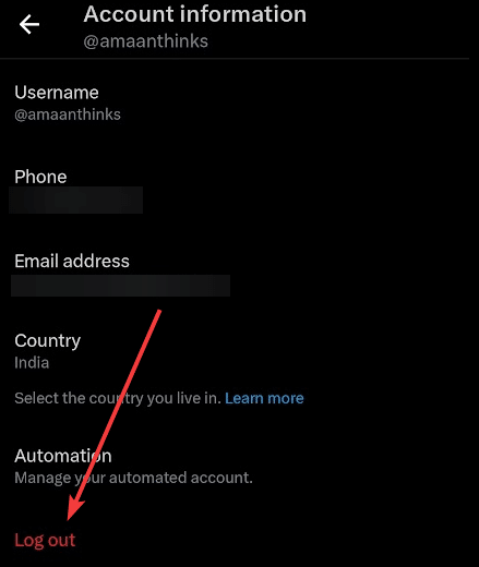 Tela de confirmação de logout no X