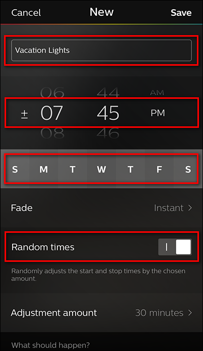 Экран: включение рандомизации