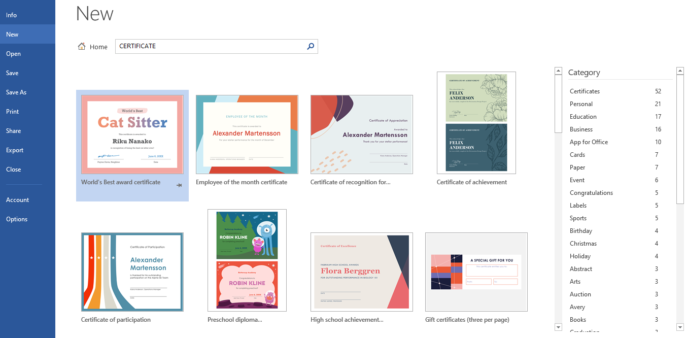 Дизайны шаблонов сертификатов в результате поиска