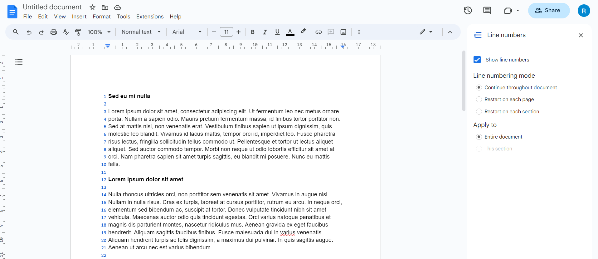 Опции режима нумерации