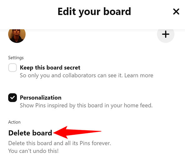 Окно «Edit Your Board» с кнопкой «Delete Board» внизу.