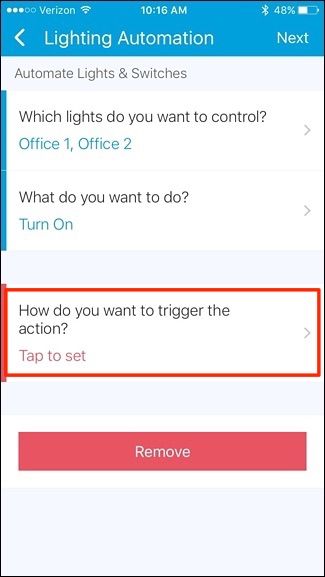 Скриншот списка доступных датчиков движения Which motion sensors