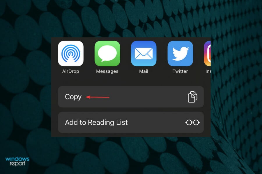 Выбор канала для отправки ссылки FaceTime