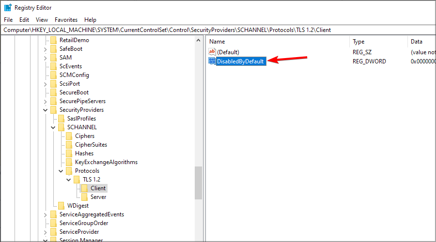Создание DisabledByDefault=0