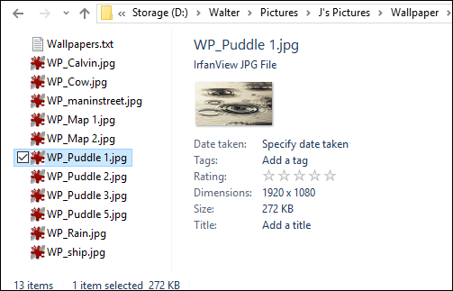 Панель сведений с метаданными файла
