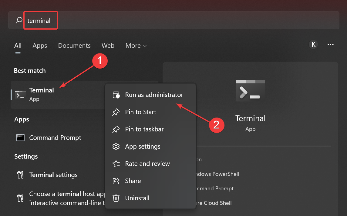 запуск Windows Terminal от имени администратора