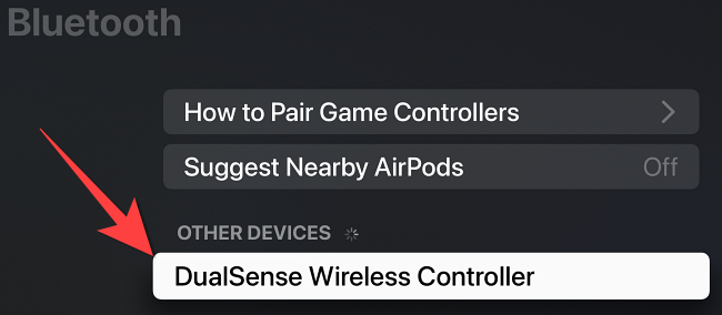 Выберите «DualSense Wireless Controller».