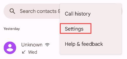 Переход в Заблокированные номера в Google Phone