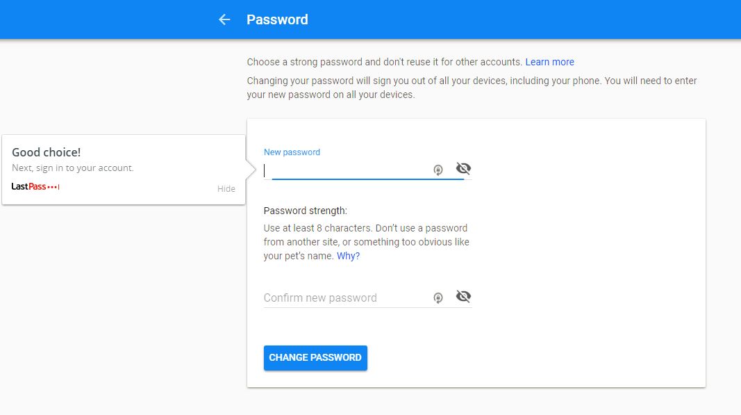 Кнопка для генерации сильного пароля в LastPass и опция Fill Password