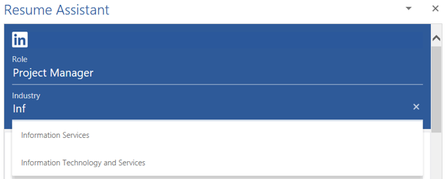 Введите должность и отрасль