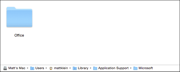 Скриншот: Папка Office в Application Support пользователя