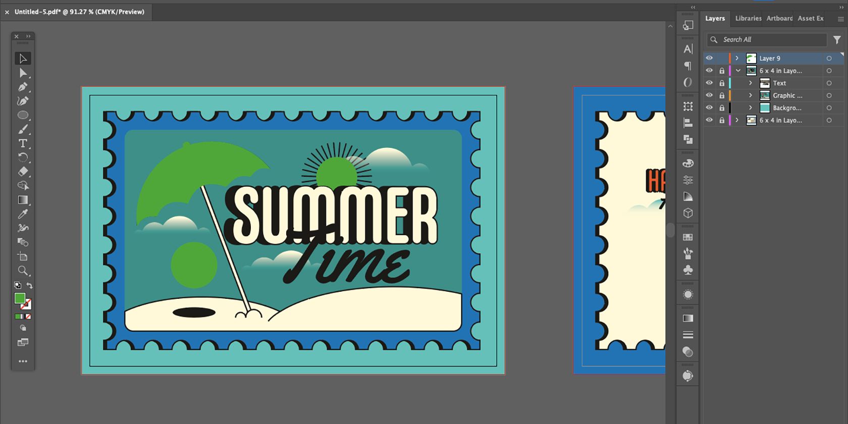 Слой Spot UV в Adobe Illustrator.
