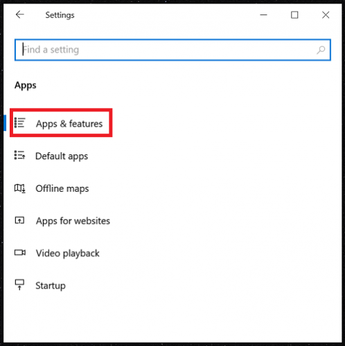 окно Параметры Windows — Приложения и возможности