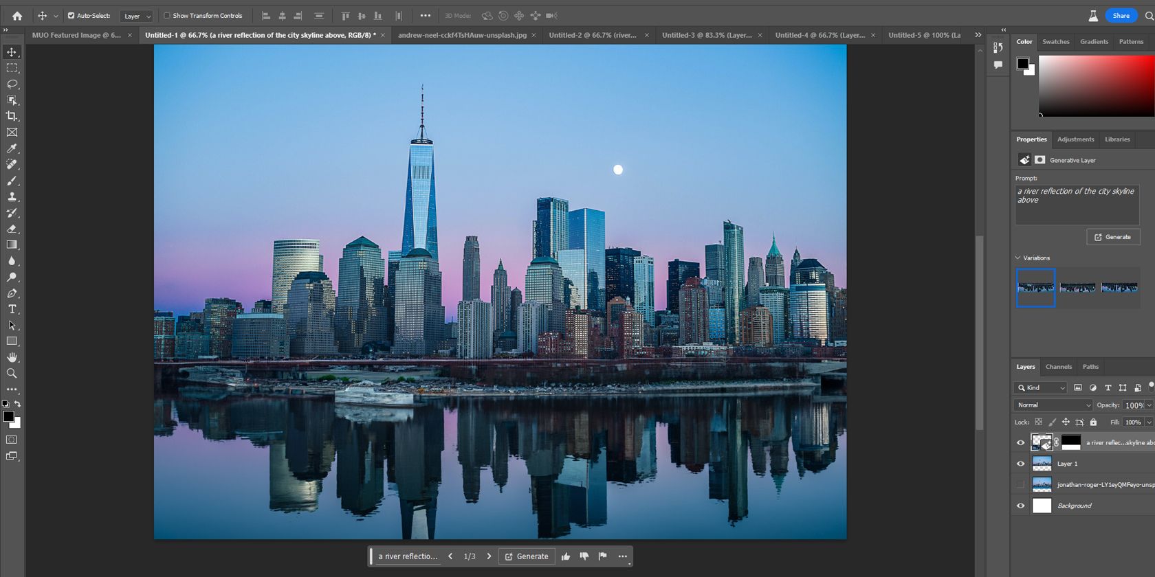 an AI-generated river reflection on an image