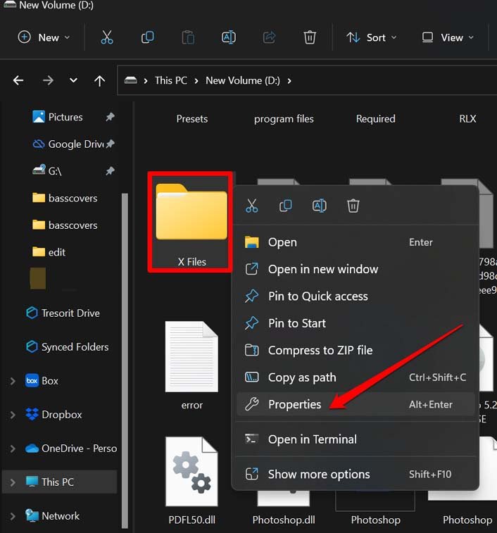 folder properties