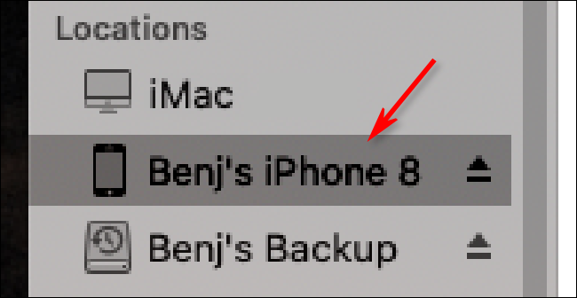 iPhone location in Finder