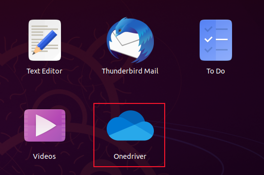 The onedriver icon in the GNOME app launcher