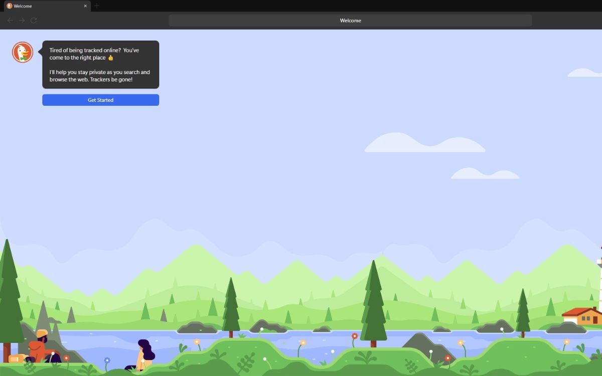 Главная страница DuckDuckGo в Windows