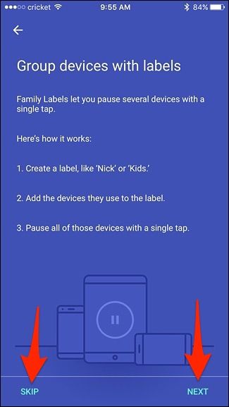 Выбор создания группы или перехода к списку устройств