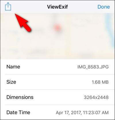 Пункт меню Поделиться без метаданных в ViewExif
