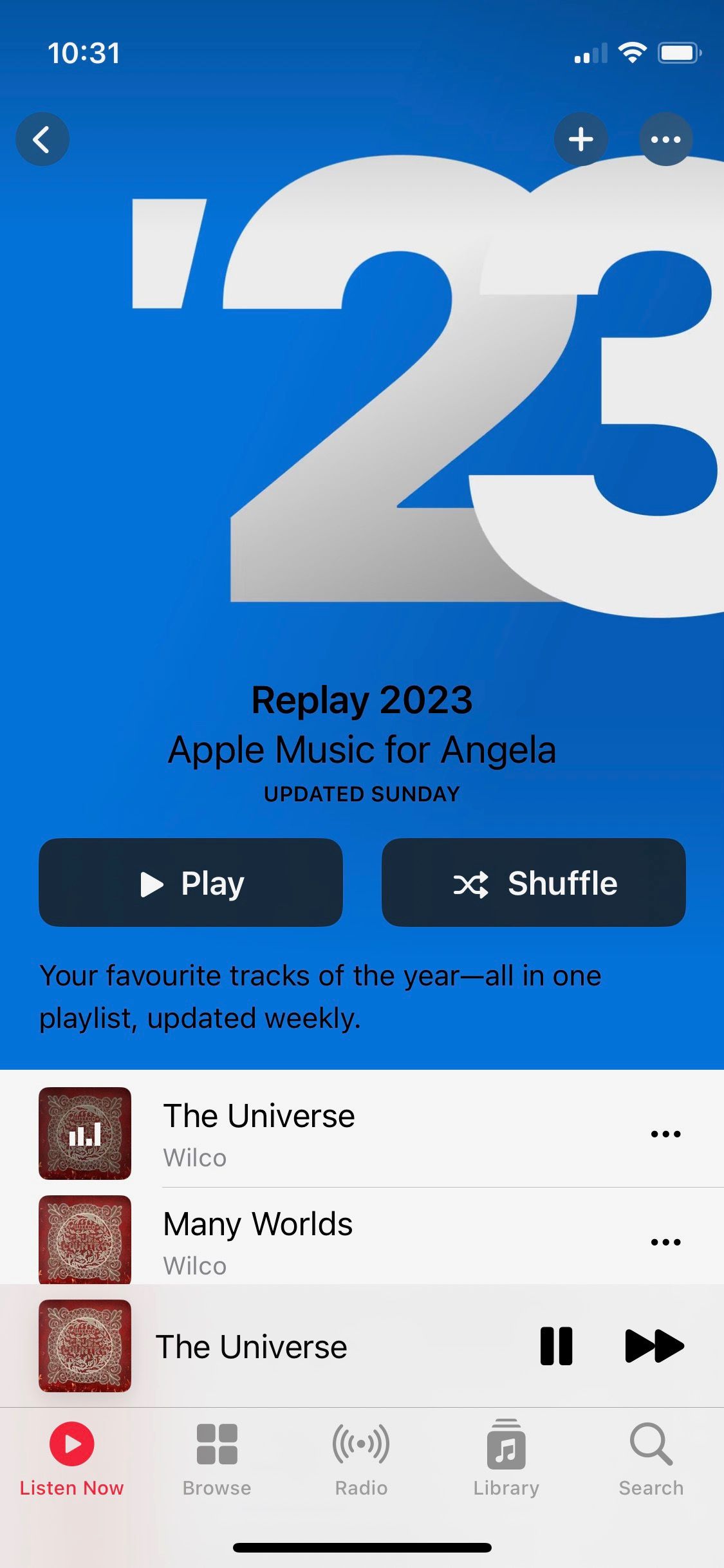 Скриншот экрана воспроизведения Apple Music Replay 23