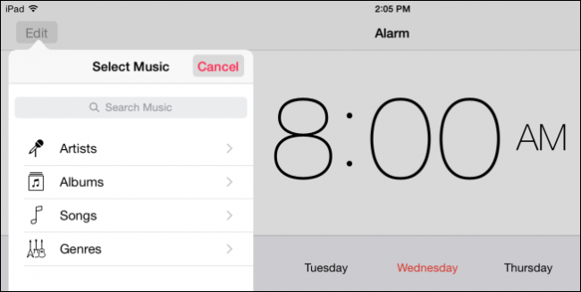 Выбор песни как звук будильника