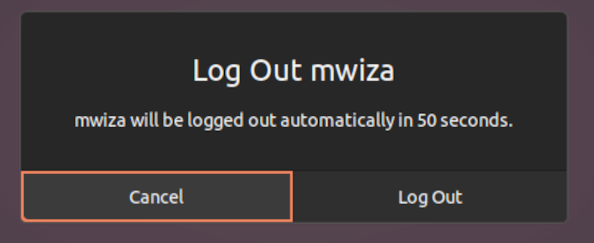 Диалог выхода из сеанса в Ubuntu GNOME