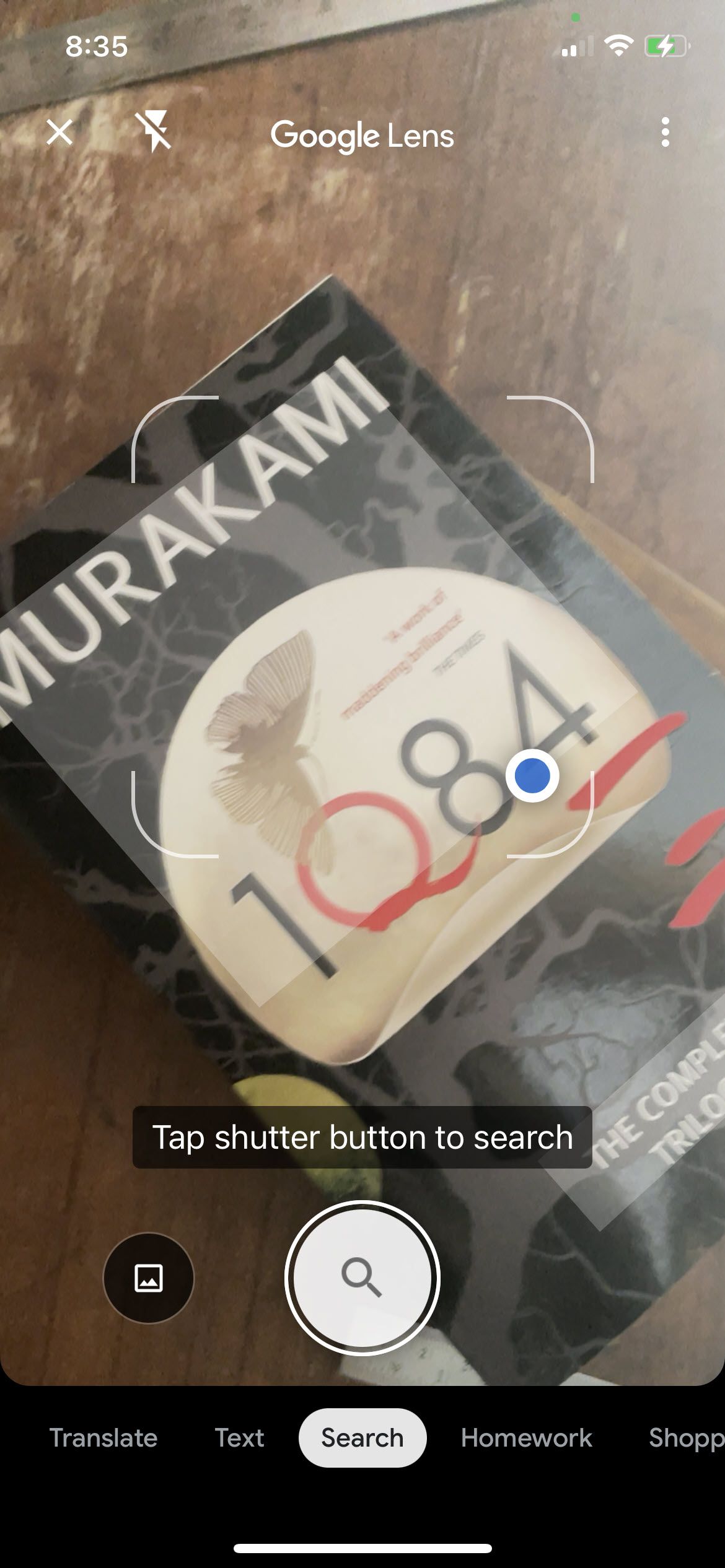 Выбор области изображения в Google Lens