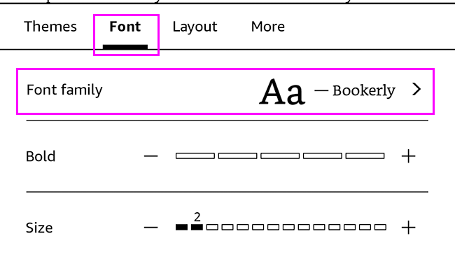 Опции выбора шрифта и семейства шрифтов